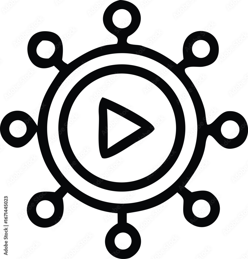 Aufkleber abstract digital network icon symbolizing media connectivity and online content sharing and distribu