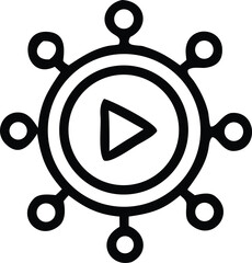 Abstract digital network icon symbolizing media connectivity and online content sharing and distribution