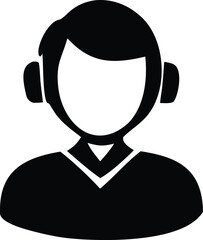 Obraz premium Customer service icon person with headphones avatar silhouette representing support communication and assistance