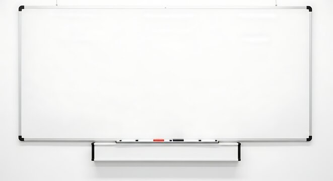 Blank Whiteboard with Markers for Business and Education.