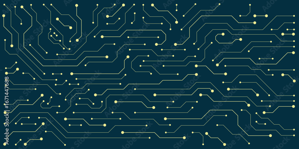 Poster abstract electronic circuit board texture on dark background. connect lines for network technology c