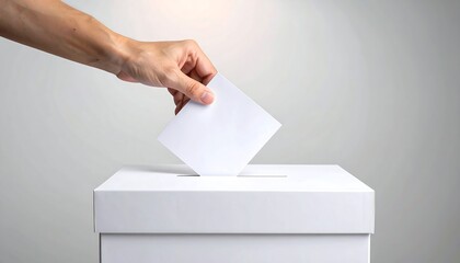 Hand casting a vote into a ballot box during elections.