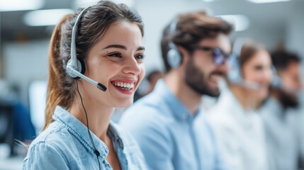 Happy customer service agents