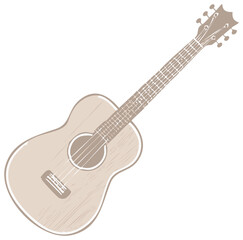 Naklejka premium Ukulele illustration with strings, frets and tuning pegs for musical entertainment and instrument concepts