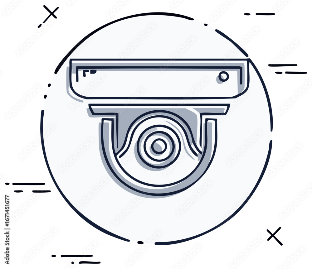 Poster security camera icon surveillance technology monitoring system vector design
