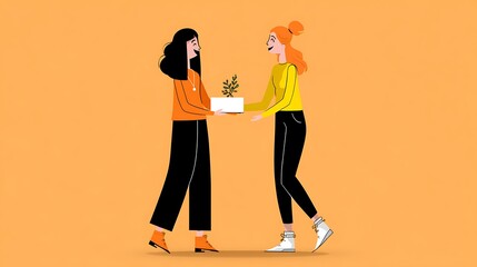 Woman presenting an award to another woman, celebrating achievements and recognizing contributions for Women's Day.