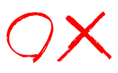 手書きのマルバツイラスト　○×