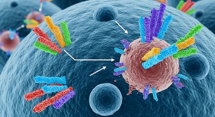 Cellular interaction with virus or nanoparticles.