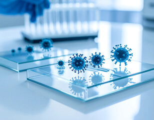 Virus models on glass plates in laboratory