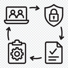 Cybersecurity Workflow Icons – User Access, Data Protection, Compliance & System Management, cybersecurity icons, data protection, secure access, it workflow, digital security, network protection,
