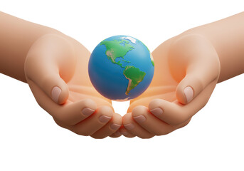 Isolated Globe held in hands concept. Caring for the Earth and environment awareness