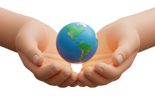Isolated Globe held in hands concept. Caring for the Earth and environment awareness - Powered by Adobe