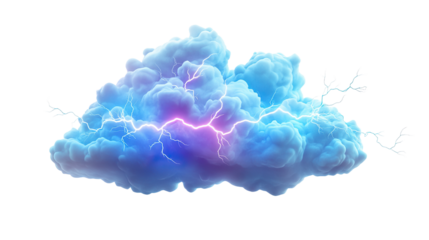 Storm clouds with thunder lightning weather isolated on white background