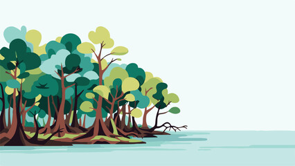 Dense green mangrove forest scenery