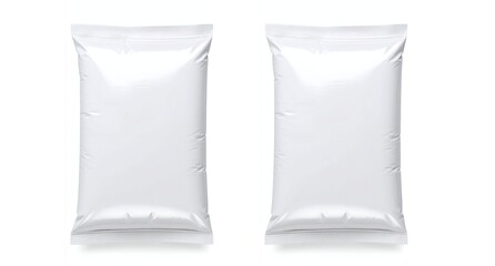 White polypropylene sack or bag mockup for flour, sugar, or agricultural products. silver plastic container Isolated on white background