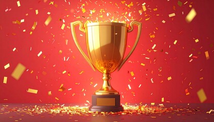Golden champion trophy, a 3d isolated icon, symbolizes a successful new year celebration and the victory of a first-place winner