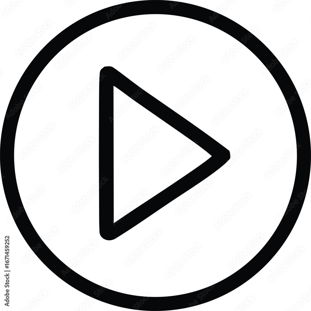 Aufkleber simple play button icon outline inside a circle for media playback and audio control representing st