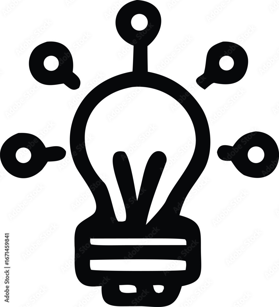 Poster conceptual icon representing a bright idea or innovation connected to a network of information and k