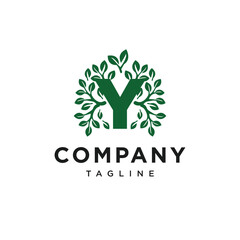 Letter Y Circle Tree Nature Logo Icon Vector