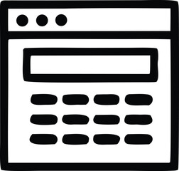 Obraz premium Hand-drawn calculator interface icon symbolizing digital math and online calculations for web and app design