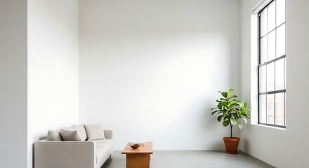 Modern Living Room with Sofa and Plant.
