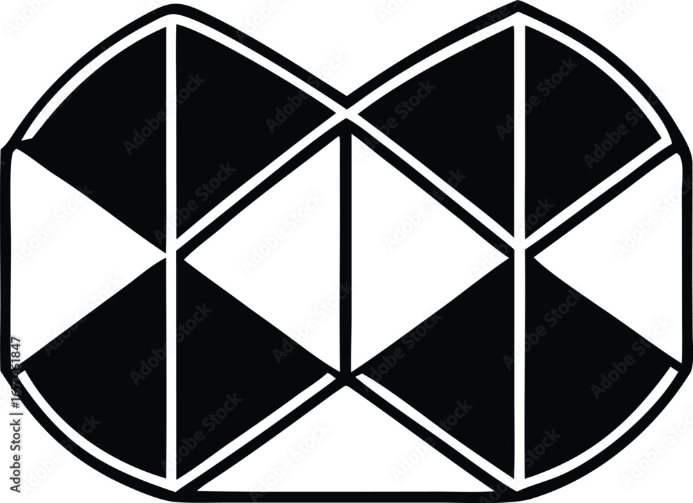 Poster geometric optical illusion abstract pattern featuring intersecting triangles and ovals with alternat