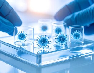 Scientist analyzing virus samples in lab