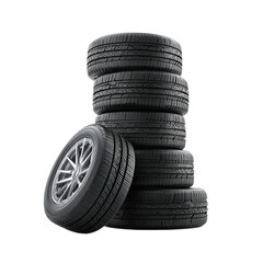 Stack of tires on transparent background