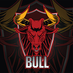 Sports logo design bull mascot animal bull mascot vector logo illustration esports.