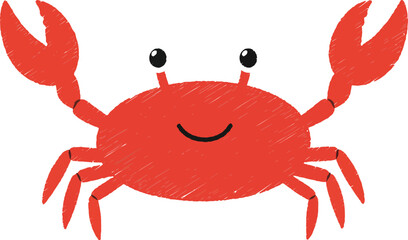 Adorable cartoon red crab with smiling face and raised claws a friendly sea creature illustration isolated on transparent background