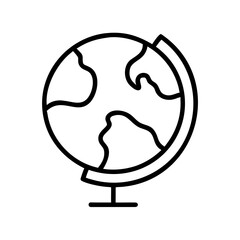 Simple line icon of globe on stand in minimalist style  