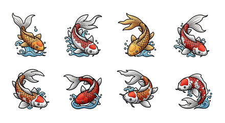 Obraz premium Collection of Colorful Koi Fish Illustrations