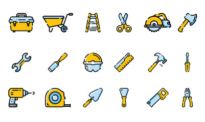Construction Tools Doodle Collection - Icons for Building, Work & DIY Projects