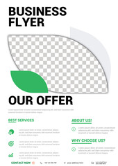 Fototapeta premium Modern Business Flyer Template Design in Green and White for Corporate Marketing Promotion