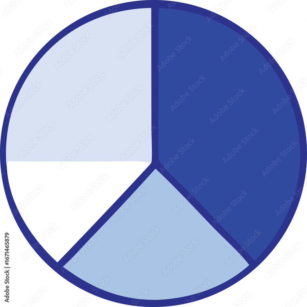 Poster abstract circular diagram with blue and white segments representing data or concepts for presentatio