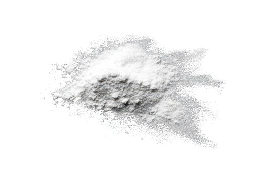 A pile of white powder isolated on transparent background, with a dynamic splash effect suggesting movement and dispersion - Powered by Adobe