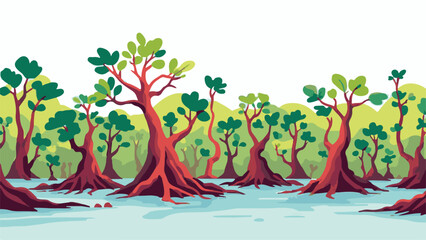 Mangrove Forest Trees Growing in Calm Water © StockStudio