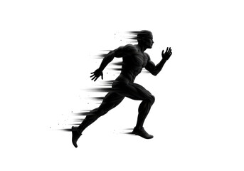 Obraz premium Isolated figure running, dynamic motion effect, athletic body, muscles visible, fitness concept