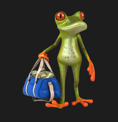 Fun 3D cartoon frog with money