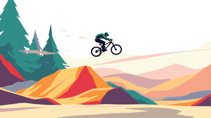 Mountain Biker Jumping Vector © StockStudio