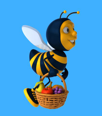 Fun 3D cartoon bee with fruits
