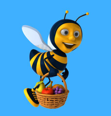 Fun 3D cartoon bee with fruits