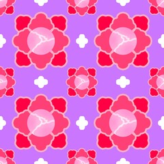 Naklejka premium Seamless pattern with pink flowers and purple background, pink flowers background 