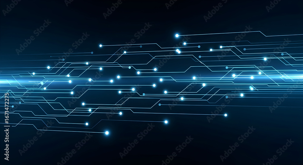 Poster data transmission abstract network connections with glowing nodes for high-speed communication and d