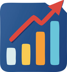 Business growth chart with upward trend arrow displaying financial progress and market success concepts