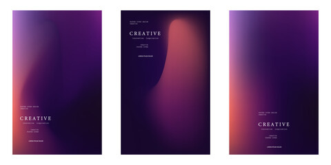 Collection abstract liquid background. Gradient mesh. Effect dark color blend. Blurred fluid colorful mix. Modern design template for web covers, ad banners, posters, brochures, flyers. Vector EPS