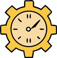 Cartoon clock gear icon a whimsical timekeeping symbol for business and mechanic concepts