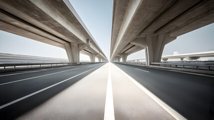 Modern Concrete Overpass Highway on Clear Day Perspective
