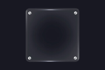 Dark Transparent Glass Panel with Metallic Screws, Modern UI Element for Futuristic Interface Background Design