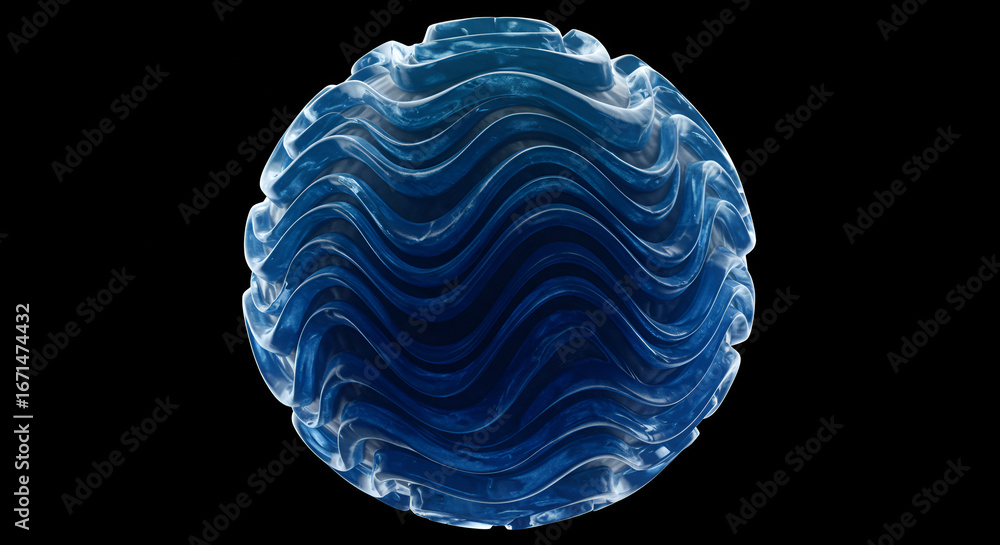 Aufkleber abstract blue sphere with wavy lines creating a captivating visual texture